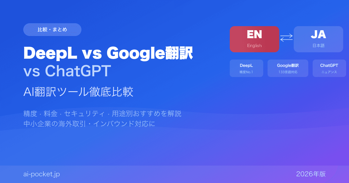DeepL vs Google翻訳 vs ChatGPT｜AI翻訳ツール徹底比較【2026年版】