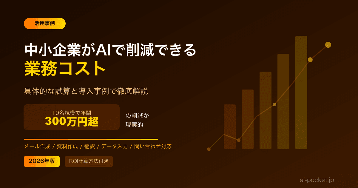 中小企業がAIで削減できる業務コスト｜具体的な試算と導入事例【2026年版】