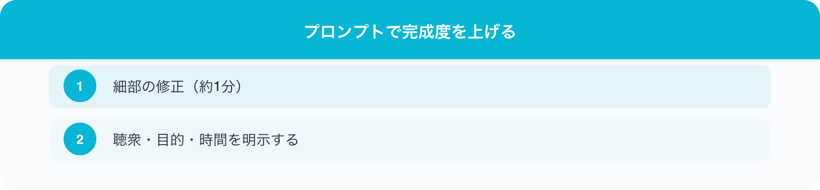 プロンプトで完成度を上げる のポイント