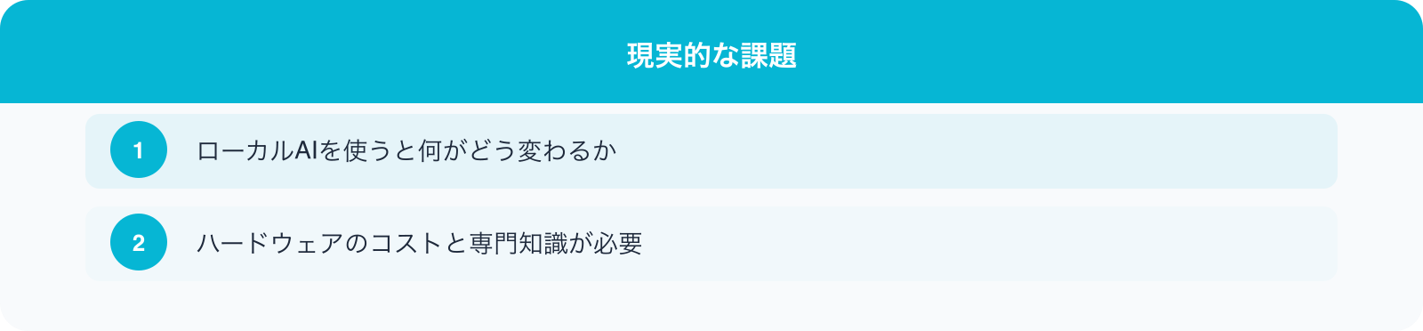 現実的な課題 のポイント