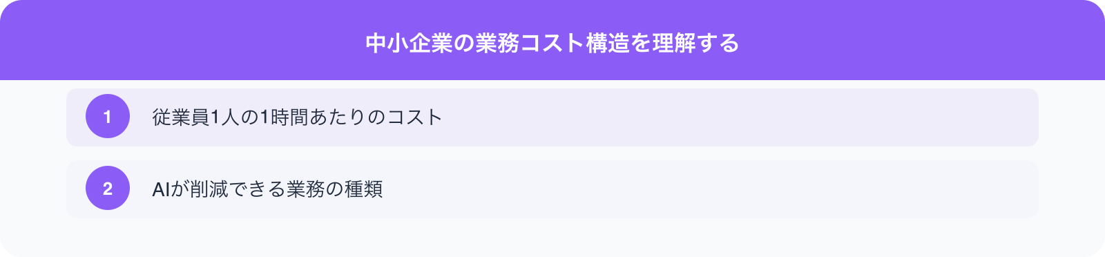 中小企業の業務コスト構造を理解する のポイント